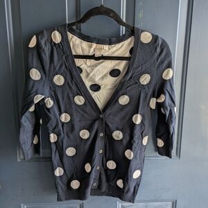 Banana Republic Navy and Cream Polka Dot Cardigan Sweater